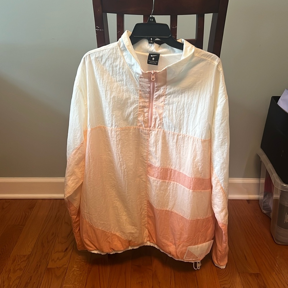NIKE XL crème and pink FLIGHT quarter zip windbreaker